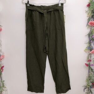 Cartonnier green paper bag high waist pull on pants Anthropologie